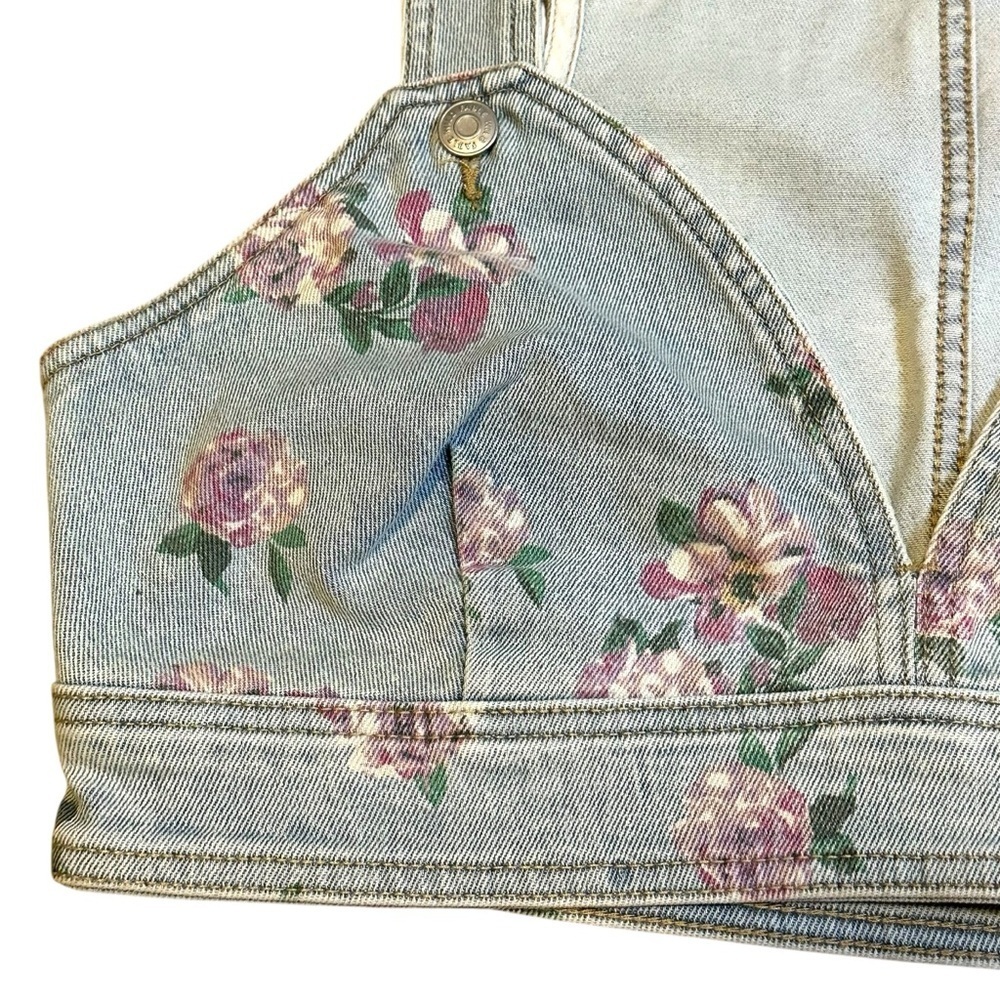 ๐ Wild Fable Denim Light-wash Floral Crop Top - Picture 6 of 9